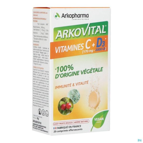 Arkovital Acerola 1000 Vit C + D3 Bruisend 20 Tabl